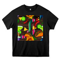 Black margarita and taco seamless pattern Heavy Core Tee - BundleAndBundleShop