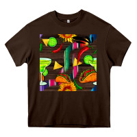 Chocolate Brown margarita and taco seamless pattern Heavy Core Tee - BundleAndBundleShop