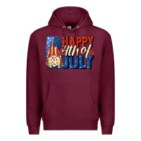 Burgundy Happy 4th of july gnome Premium Hoodie - CowGirlArtShop