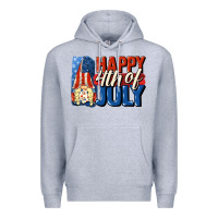 Heather Grey Happy 4th of july gnome Premium Hoodie - CowGirlArtShop