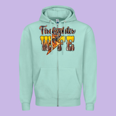Firefighter Wife Lightning Bolt Zipper Hoodie Designed By Howdyjamesfarm