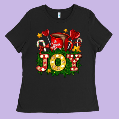 Christmas Joy Coffee And Candies Ladies Tee Designed By Adodesignshop