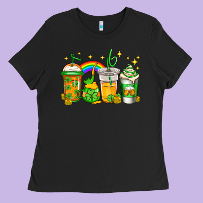 St Patricks Day Coffee Ladies Tee Designed By Jasminsmagicworld