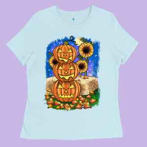 Pumpkin Sunflower Ladies Tee Designed By Jahusdesignshop