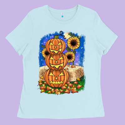 Pumpkin Sunflower Ladies Tee Designed By Jahusdesignshop