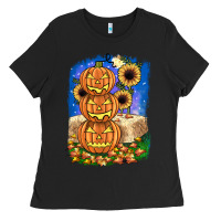 Black pumpkin sunflower Ladies Tee - JahusDesignShop