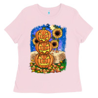Bubblegum Pink pumpkin sunflower Ladies Tee - JahusDesignShop