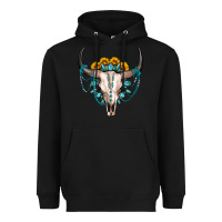 Black sunflower gemstone bull skull Heavyweight Hoodie - OliviaCreatesArt
