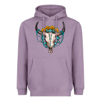 Lavender sunflower gemstone bull skull Heavyweight Hoodie - OliviaCreatesArt