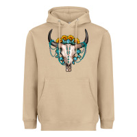 Mushroom sunflower gemstone bull skull Heavyweight Hoodie - OliviaCreatesArt