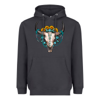 Smoke sunflower gemstone bull skull Heavyweight Hoodie - OliviaCreatesArt