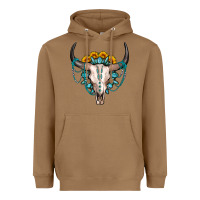 Toasted Coconut sunflower gemstone bull skull Heavyweight Hoodie - OliviaCreatesArt