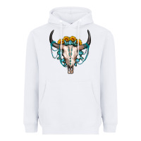 White sunflower gemstone bull skull Heavyweight Hoodie - OliviaCreatesArt