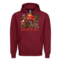 Burgundy Army Christmas Home Sweet Home Zipper Hoodie - HowdyJamesFarm