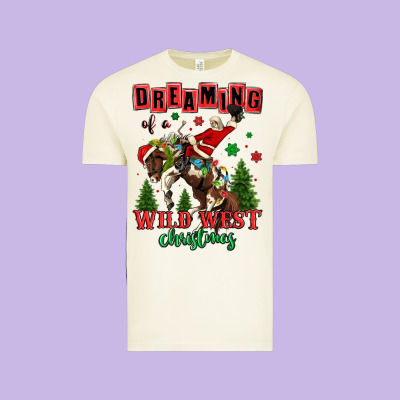 Dreaming Of A Wild West Christmas Cowboy Santa Vintage Tee Designed By Maliassmallbusiness