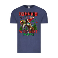 Vintage Denim dreaming of a wild west christmas cowboy santa Vintage Tee - MaliasSmallBusiness