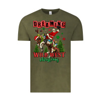 Vintage Olive dreaming of a wild west christmas cowboy santa Vintage Tee - MaliasSmallBusiness