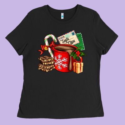 Christmas Hot Chocolate Cup With Gift And Letters Ladies Tee Designed By Adodesignshop