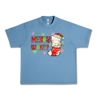 Pebble Blue merry what christmas cat Urban Heavy Tee - MaliasSmallBusiness