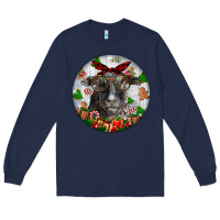 Navy christmas dorper sheep Long Sleeve Tee - LillyAllenDesigns