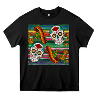 Black sugar skull seamless pattern Heavy Core Tee - BundleAndBundleShop