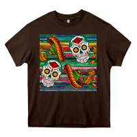 Chocolate Brown sugar skull seamless pattern Heavy Core Tee - BundleAndBundleShop