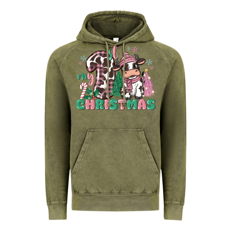 My First Christmas Cow Vintage Hoodie by MaliasSmallBusiness | Teevron