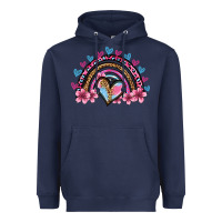Navy valentine's day rainbow heart olivia Heavyweight Hoodie - OliviaCreatesArt