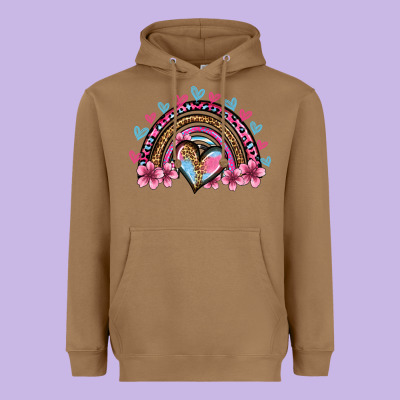 Valentine's Day Rainbow Heart Olivia Heavyweight Hoodie Designed By Oliviacreatesart