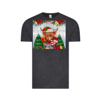 Vintage Black christmas cow Vintage Tee - MaliasSmallBusiness