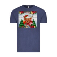 Vintage Denim christmas cow Vintage Tee - MaliasSmallBusiness
