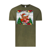 Vintage Olive christmas cow Vintage Tee - MaliasSmallBusiness