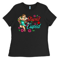 Black stupid cupid Ladies Tee - AdoDesignShop