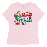 Bubblegum Pink stupid cupid Ladies Tee - AdoDesignShop