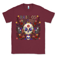 Burgundy dia de los muertos Classic Tee - CowhideDigitalArt