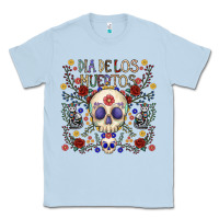 Dusty Blue dia de los muertos Classic Tee - CowhideDigitalArt