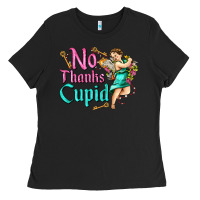 Black no thanks cupid Ladies Tee - AdoDesignShop