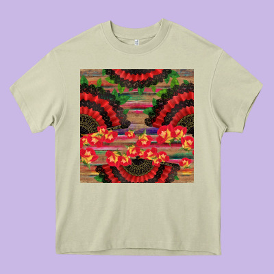 Spanish Hand Fan Seamless Pattern Heavy Core Tee Designed By Bundleandbundleshop