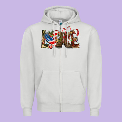 Army Christmas Love 4th Of July Zipper Hoodie Designed By Howdyjamesfarm