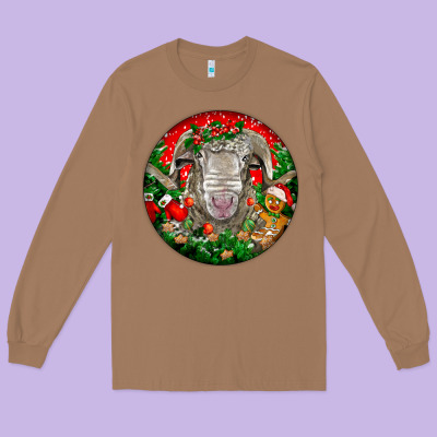 Christmas Rambouillet Sheep Long Sleeve Tee Designed By Lillyallendesigns