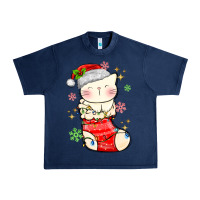 Navy christmas cat in Urban Heavy Tee - MaliasSmallBusiness