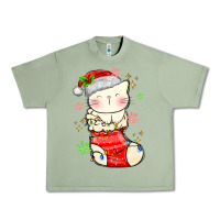Oil Green christmas cat in Urban Heavy Tee - MaliasSmallBusiness