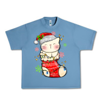 Pebble Blue christmas cat in Urban Heavy Tee - MaliasSmallBusiness