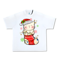 White christmas cat in Urban Heavy Tee - MaliasSmallBusiness