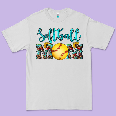 Western Leopard  Sunflowers Glitter Mom Softball Premium Tee Designed By Artiststas