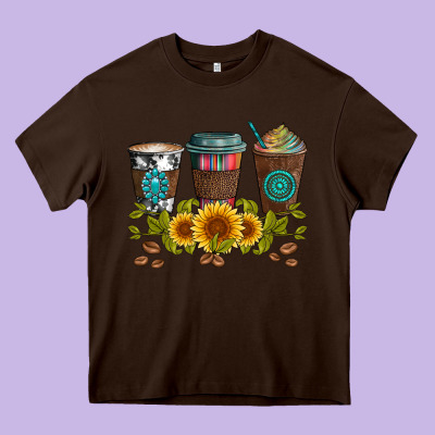 Coffee Group And Sunflowers Heavy Core Tee Designed By Artiststas