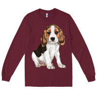 Burgundy beagle puppy Long Sleeve Tee - LillyAllenDesigns