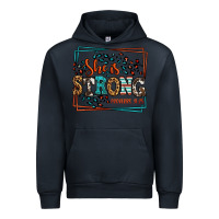 Navy She is strong proverbs 31:25 Urban Hoodie - LillyAllenDesigns