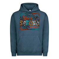 Pigment Midnight Navy She is strong proverbs 31:25 Urban Hoodie - LillyAllenDesigns