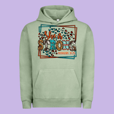 She Is Strong Proverbs 31:25 Urban Hoodie Designed By Lillyallendesigns